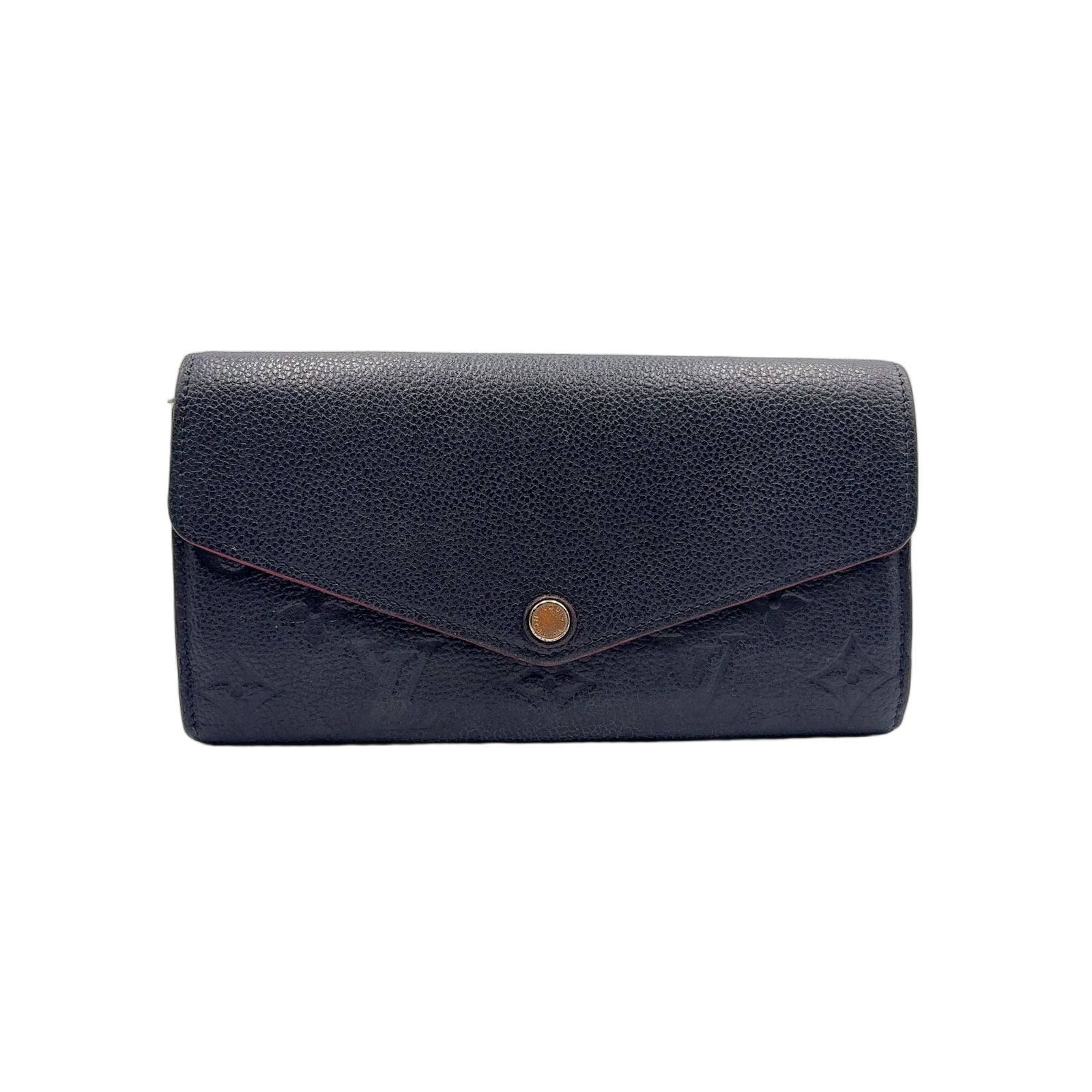 Louis Vuitton Portefeuille Sarah Monogram Empreinte Leather Navy Wallet Gold