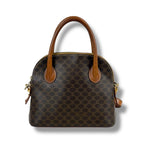 Celine 2-Way Mini Top Handle Bag Macadam Pattern Leather Brown — view 3