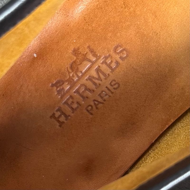 Hermes Chaine D'ancre Loafer Moccasin Farandole Leather Black Stitching 36 — view 8