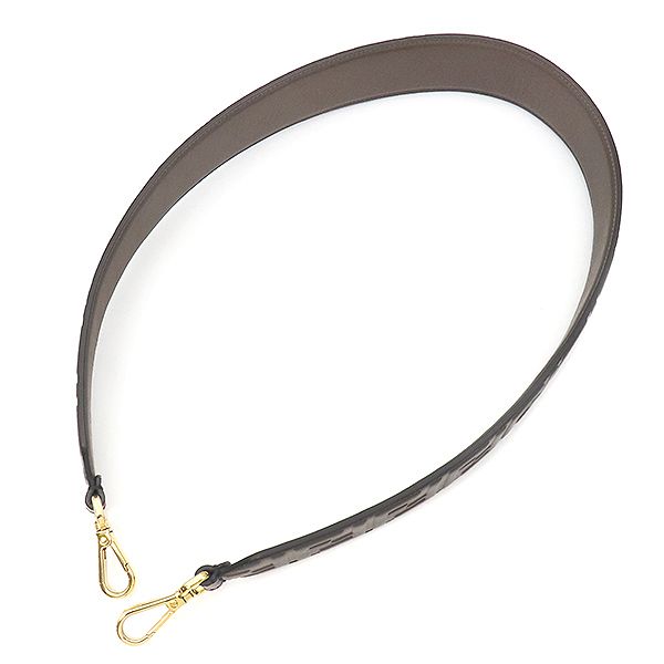 Fendi Shoulder Strap You Leather Brown and Black Gold Hardware Zucca Pattern — view 2