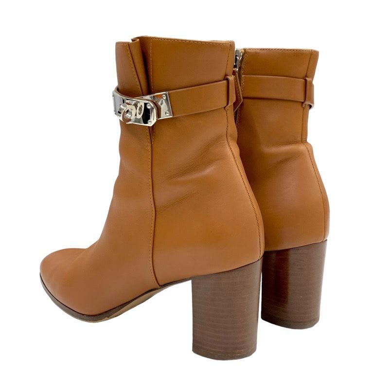 Hermes Saint Germain Boots Short Shoes Leather Brown Silver Kelly Hardware — view 4