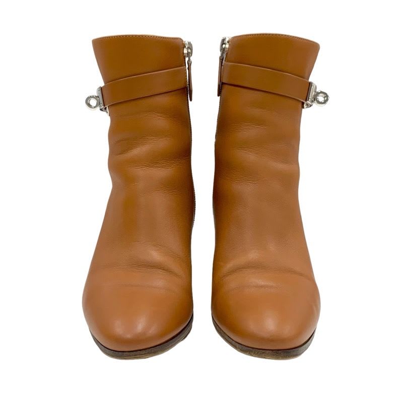 Hermes Saint Germain Boots Short Shoes Leather Brown Silver Kelly Hardware — view 2