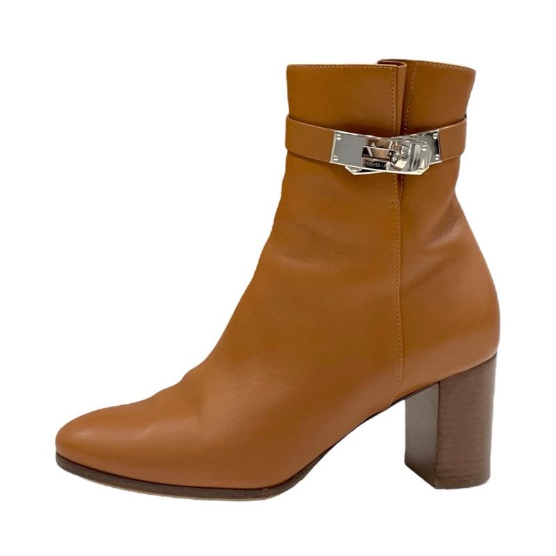 Hermes Saint Germain Boots Short Shoes Leather Brown Silver Kelly Hardware — view 3
