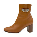 Hermes Saint Germain Boots Short Shoes Leather Brown Silver Kelly Hardware — view 3
