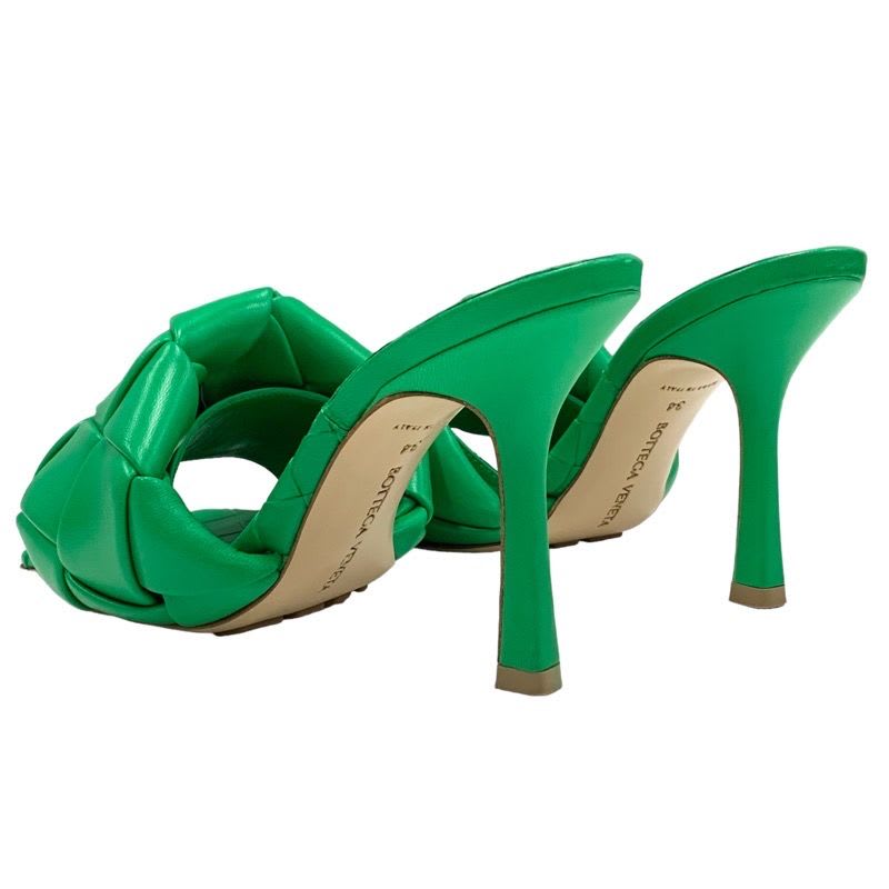 Bottega Veneta Lido Sandals Shoes Leather Green Mules Intrecciato — view 4