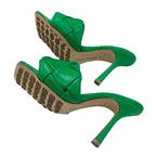 Bottega Veneta Lido Sandals Shoes Leather Green Mules Intrecciato — view 6