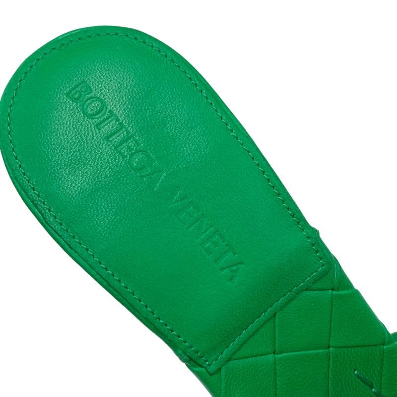 Bottega Veneta Lido Sandals Shoes Leather Green Mules Intrecciato — view 7