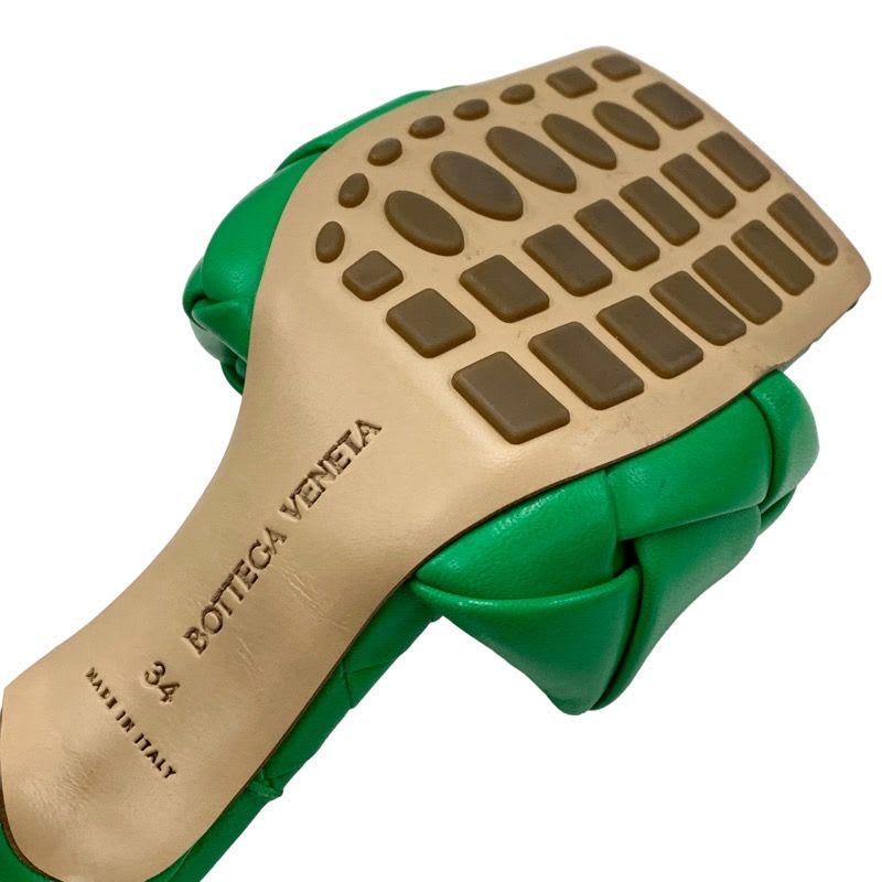 Bottega Veneta Lido Sandals Shoes Leather Green Mules Intrecciato — view 8