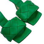 Bottega Veneta Lido Sandals Shoes Leather Green Mules Intrecciato — view 9