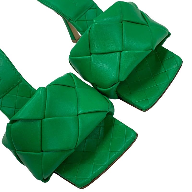 Bottega Veneta Lido Sandals Shoes Leather Green Mules Intrecciato — view 9