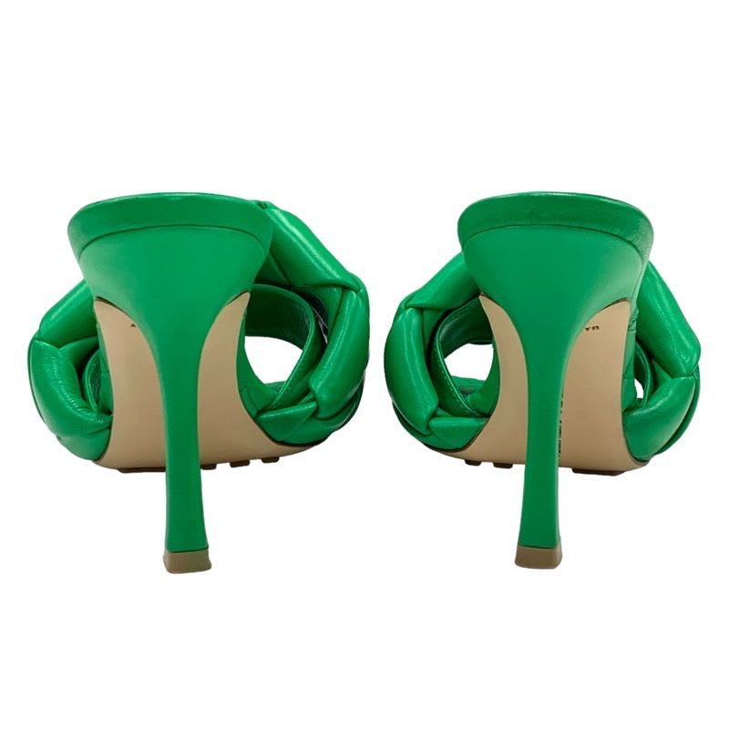 Bottega Veneta Lido Sandals Shoes Leather Green Mules Intrecciato — view 5
