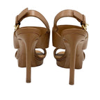 Louis Vuitton Lock It Line Sandals Shoes Leather Brown Gold Logo Strap — view 5