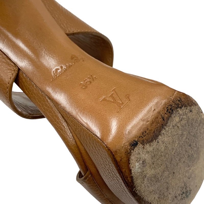 Louis Vuitton Lock It Line Sandals Shoes Leather Brown Gold Logo Strap — view 8