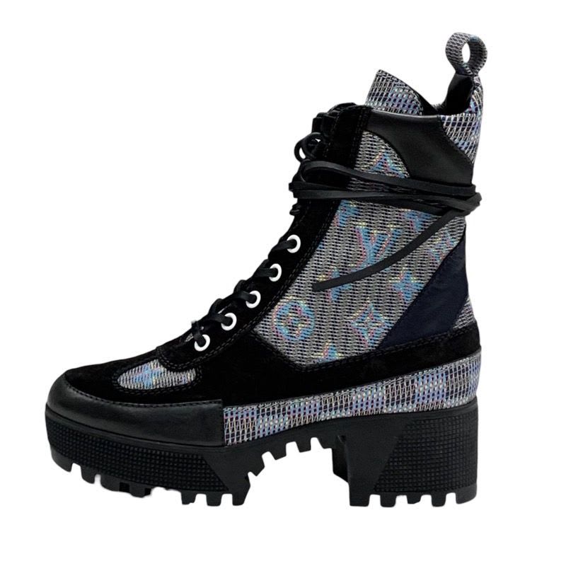 Louis Vuitton Laurie Line Monogram Boots Short Shoes Leather Suede Black — view 3