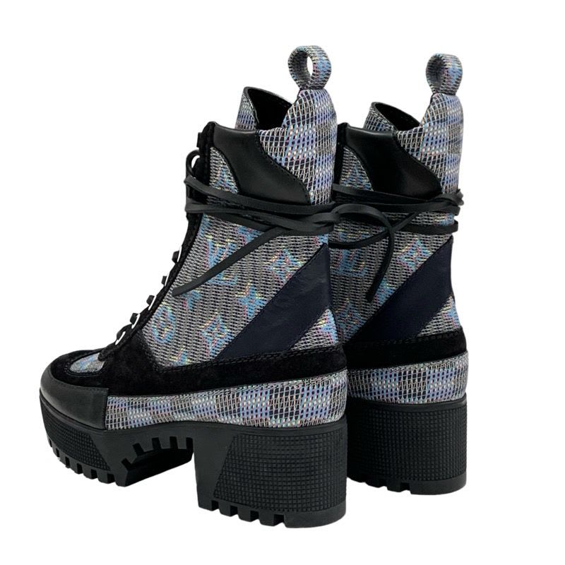 Louis Vuitton Laurie Line Monogram Boots Short Shoes Leather Suede Black — view 4
