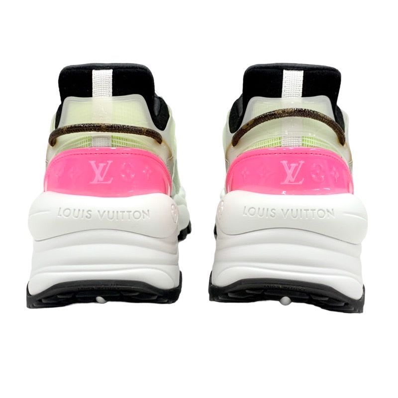 Louis Vuitton Run 55 Line Monogram Sneakers Shoes Fabric Neon Yellow Pink — view 5