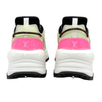 Louis Vuitton Run 55 Line Monogram Sneakers Shoes Fabric Neon Yellow Pink — view 5