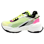Louis Vuitton Run 55 Line Monogram Sneakers Shoes Fabric Neon Yellow Pink — view 3