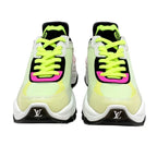 Louis Vuitton Run 55 Line Monogram Sneakers Shoes Fabric Neon Yellow Pink — view 2