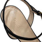 Gucci Double G Sandals Shoes Leather Black Gold GG Marmont Ankle Strap — view 7