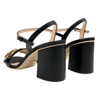 Gucci Double G Sandals Shoes Leather Black Gold GG Marmont Ankle Strap — view 4
