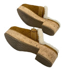 Chanel Sandals Shoes Suede Mouton Cork Brown Gold Sabot Mule Turnlock Coco Mark — view 6