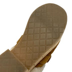 Chanel Sandals Shoes Suede Mouton Cork Brown Gold Sabot Mule Turnlock Coco Mark — view 8