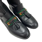 Gucci Boots Long Shoes Leather Black Gold Tassel Sherry Line — view 9