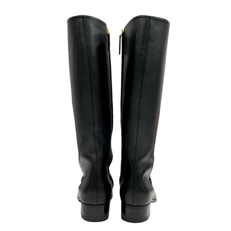 Gucci Boots Long Shoes Leather Black Gold Tassel Sherry Line — view 5