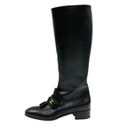 Gucci Boots Long Shoes Leather Black Gold Tassel Sherry Line — view 3