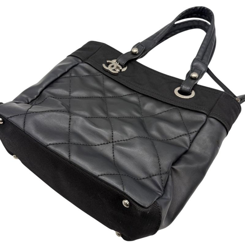 Chanel Tote Paris Biarritz PM Black Silver 3420 — view 4