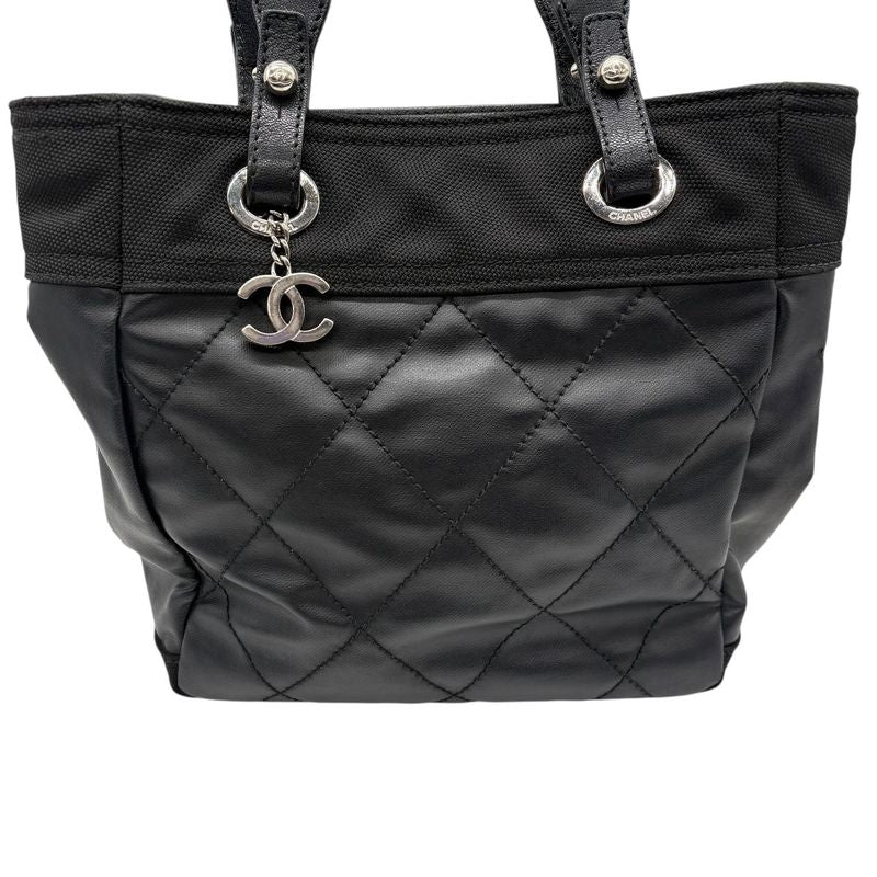 Chanel Tote Paris Biarritz PM Black Silver 3420 — view 2