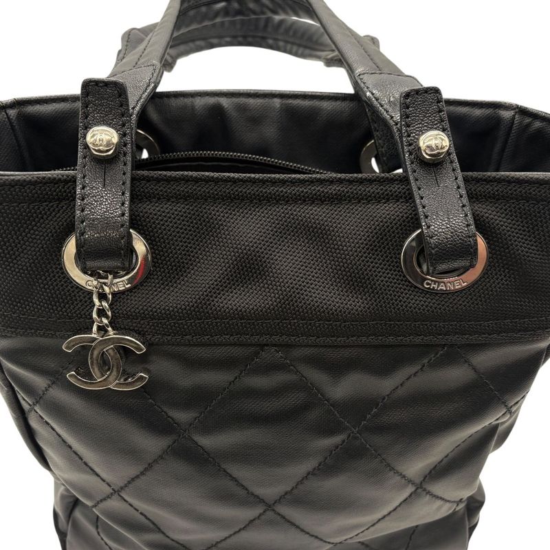 Chanel Tote Paris Biarritz PM Black Silver 3420 — view 5