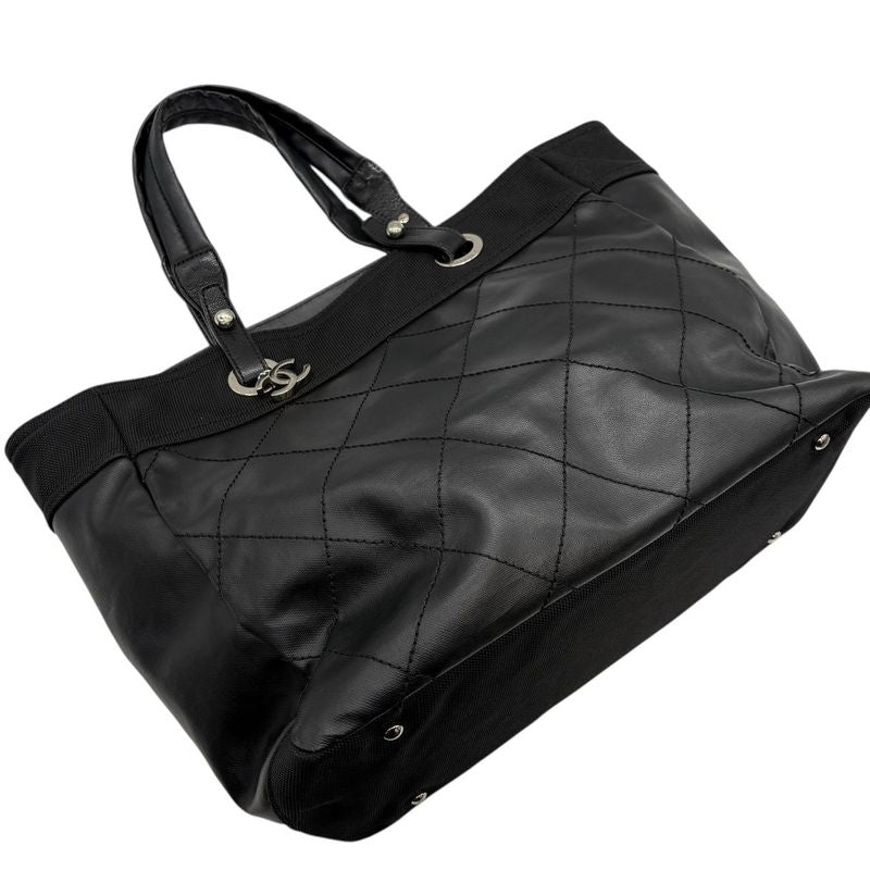 Chanel Tote Paris Biarritz MM Black Silver 3421 — view 4