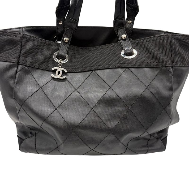 Chanel Tote Paris Biarritz MM Black Silver 3421 — view 2