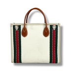 Gucci Interlocking Logo Embroidery 2-Way Tote Bag Sherry Line Ivory — view 3