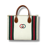 Gucci Interlocking Logo Embroidery 2-Way Tote Bag Sherry Line Ivory — view 2