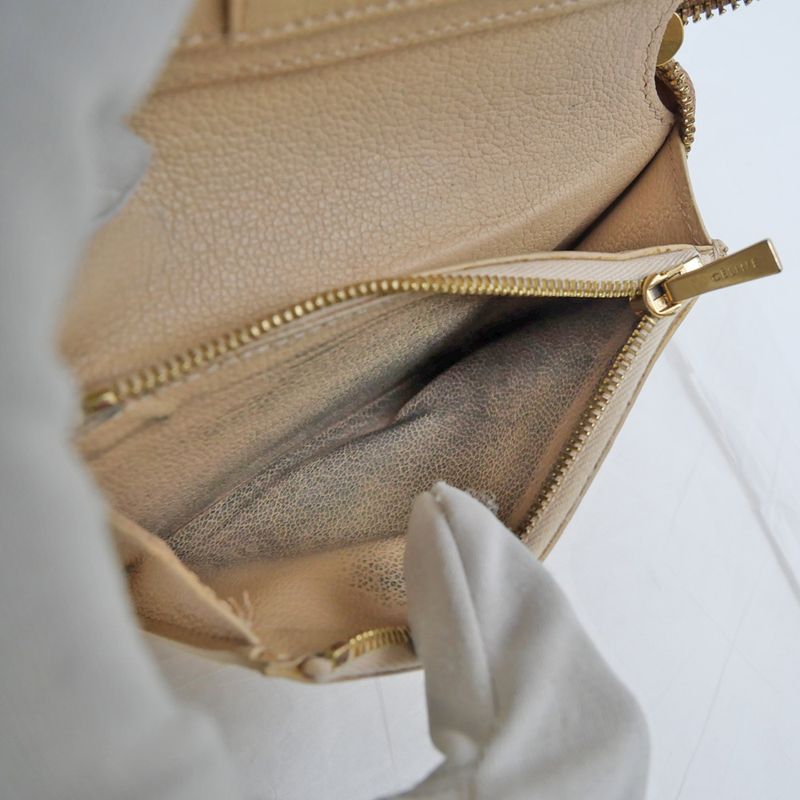 Celine Medium Zip Wallet Beige Brown Zipper Type Bifold — view 7