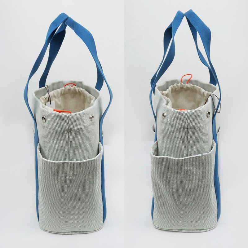 Hermes Cabrio Mother's Bag Blue Nattier Toile Ash Tote Canvas — view 4