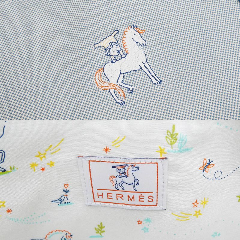 Hermes Cabrio Mother's Bag Blue Nattier Toile Ash Tote Canvas — view 9