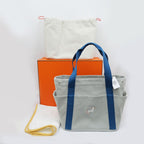 Hermes Cabrio Mother's Bag Blue Nattier Toile Ash Tote Canvas — view 2