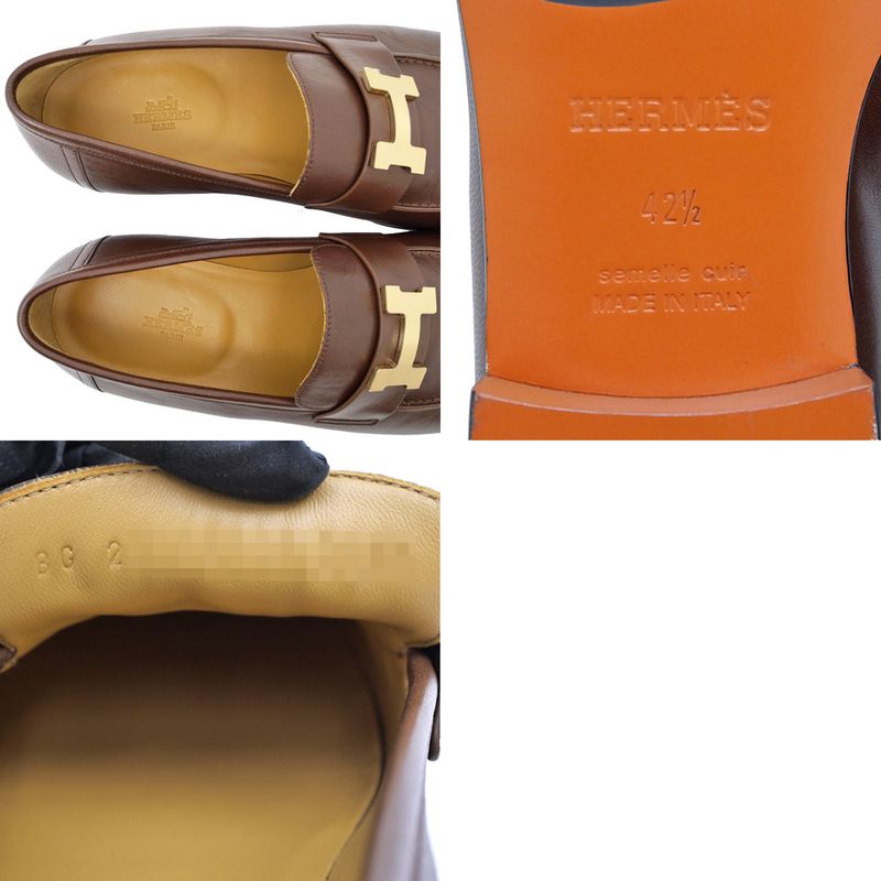Hermes Moccasins Paris Loafers Brown Gradient Gold Hardware Size 42 1 2 — view 9