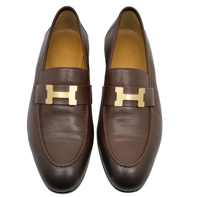 Hermes Moccasins Paris Loafers Brown Gradient Gold Hardware Size 42 1 2 — view 3