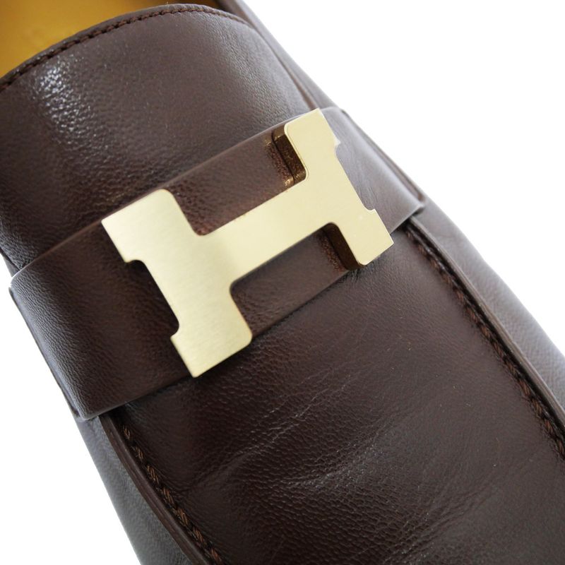Hermes Moccasins Paris Loafers Brown Gradient Gold Hardware Size 42 1 2 — view 7