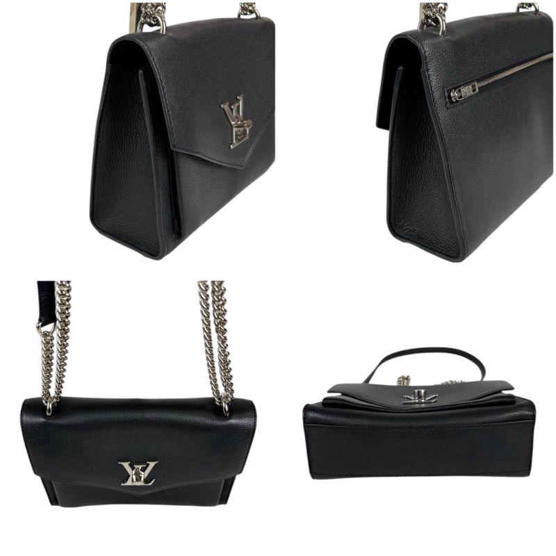 Louis Vuitton My Lock Me Chain Shoulder Bag Black Silver Hardware Twisted — view 6