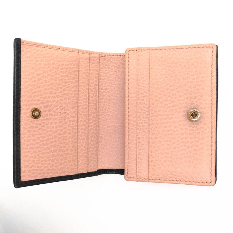 Gucci Wallet Women Leather Black bow Compact GG Marmont — view 6