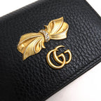 Gucci Wallet Women Leather Black bow Compact GG Marmont — view 5