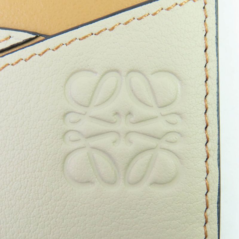 Loewe Puzzle Plain Card Holder Anagram Engraved Leather Case Brown — view 8