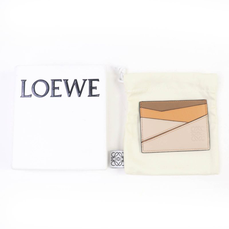 Loewe Puzzle Plain Card Holder Anagram Engraved Leather Case Brown — view 3
