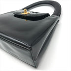 Chanel CC Logo Turnlock Patent Hand Bag Black Bag — view 5